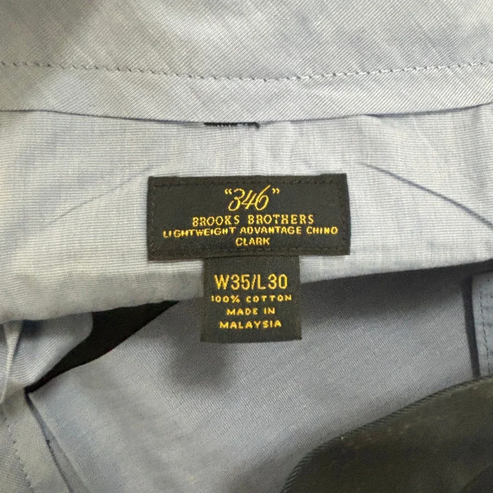 Brooks Brothers 346 Clark Lightweight Advantage Chino Navy Blue Mens 35x30